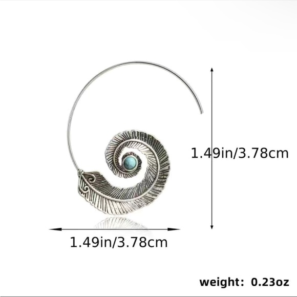 New Lovely Unique Boho-Style Geometric Spiral Feather Earrings - Picture 4 of 4